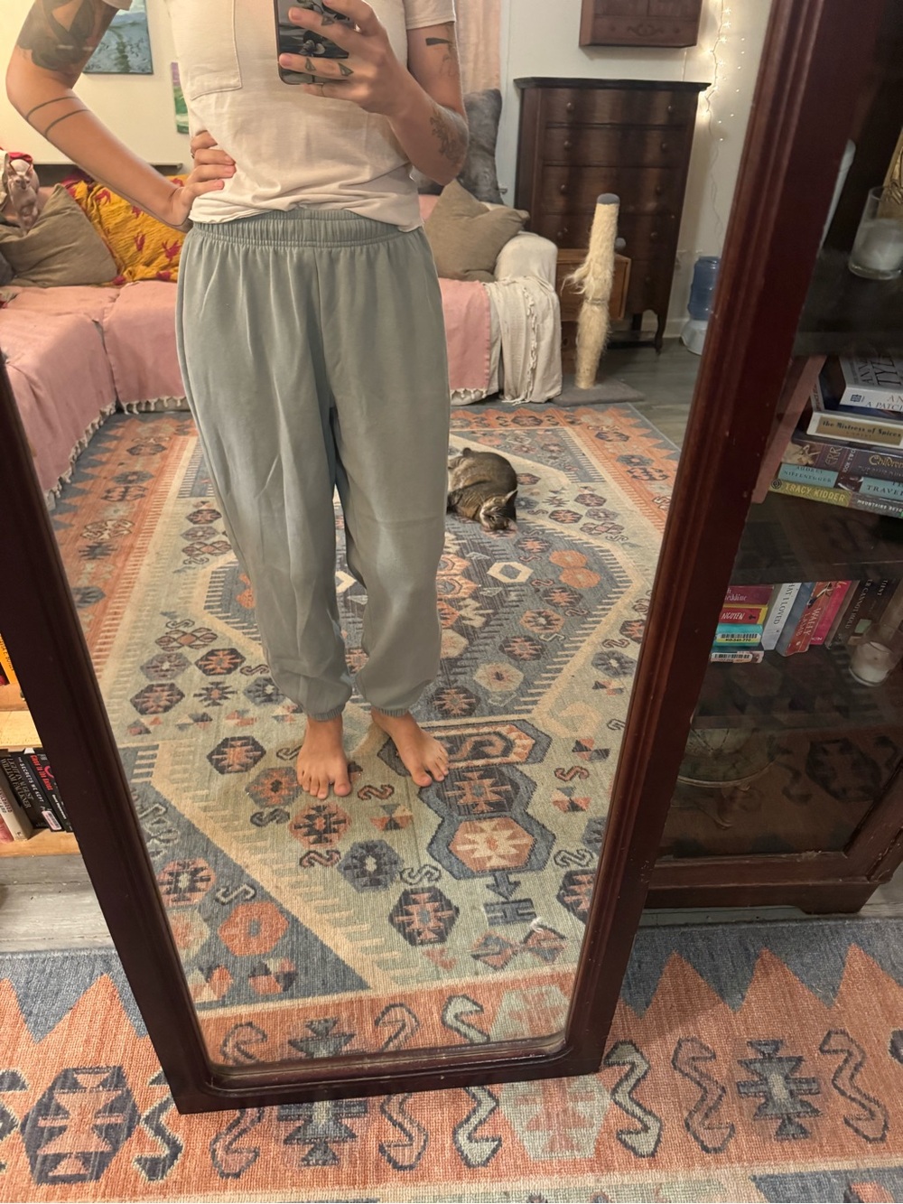 Women's Sage Green Elastic-Waist Pajama Pants